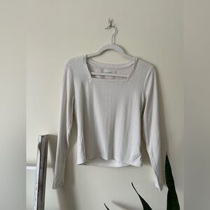 Old Navy Cream Ribbed Long Sleeve Top